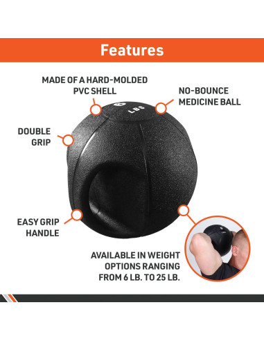 Balón Medicinal Doble Agarre Body Sport 6.35 kg - Ejercicio