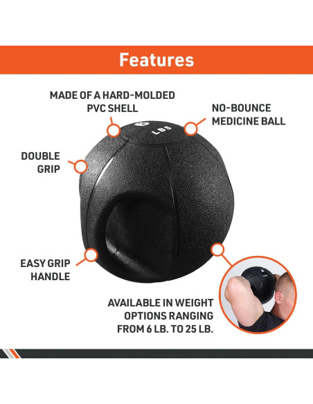 Balón Medicinal Doble Agarre Body Sport 6.35 kg - Ejercicio