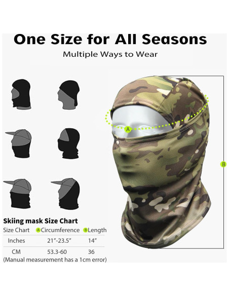 Máscara Balaclava Camo BLIENCE para Esquí y Ciclismo Unisex