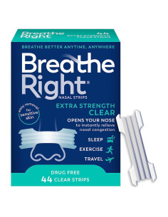 Tiras Nasales Breathe Right Fuerza Extra Transparentes 44 Unidades