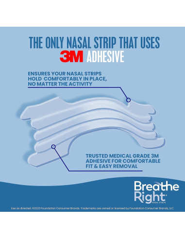 Tiras Nasales Breathe Right Fuerza Extra Transparentes 44 Unidades
