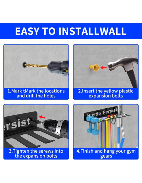 Soporte de barra olímpica ZGHKXY para pared - Organizador de gimnasio