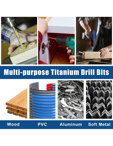 Juego de Brocas de Impacto COMOWARE 21 Piezas HSS Titanio