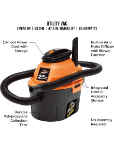 Aspiradora Armor All AA255 9.46L 2HP Húmedo/Seco Naranja 2