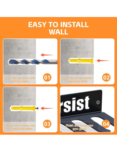 Soporte de Almacenamiento de Pared YEYINGZHUO para Gimnasio 40x12.5cm