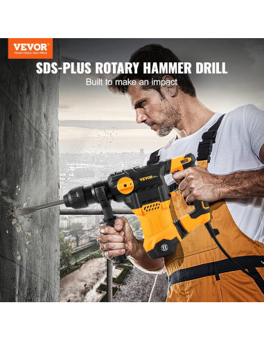 Martillo Perforador VEVOR 1500W SDS-Plus 3,18 cm Vel. Variable