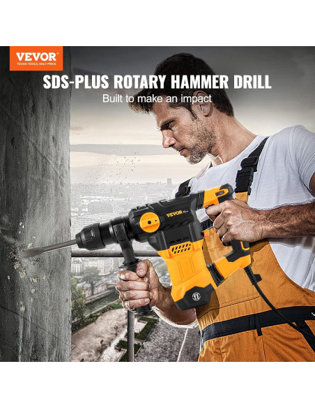 Martillo Perforador VEVOR 1500W SDS-Plus 3,18 cm Vel. Variable