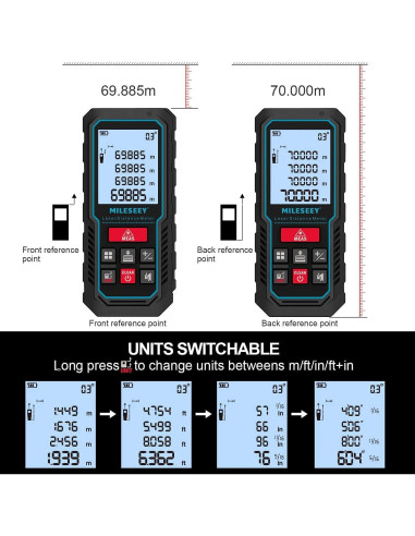 Medidor de Distancia Láser MiLESEEY D5 70m Precisión 2mm