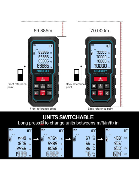 Medidor de Distancia Láser MiLESEEY D5 70m Precisión 2mm