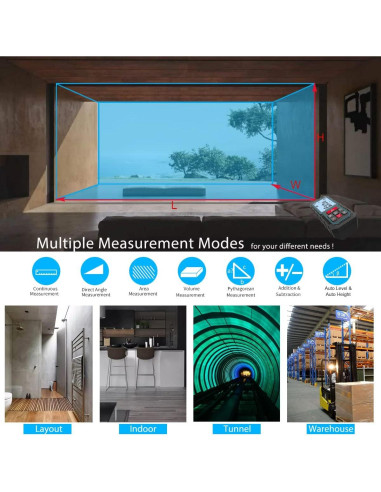 Medidor de Distancia Láser MiLESEEY D5 70m Precisión 2mm
