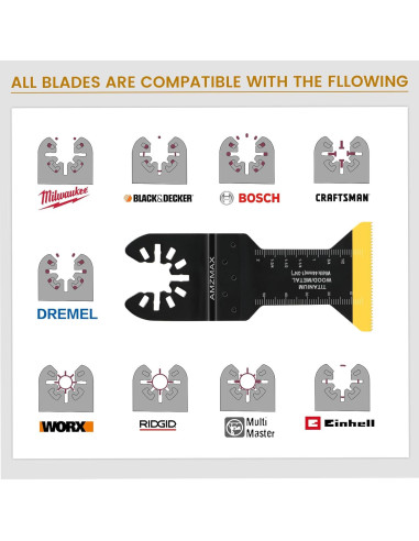 Kit de 16 Hojas de Sierra Oscilante Titanio AMZMAX para Multitool