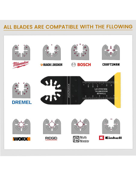 Kit de 16 Hojas de Sierra Oscilante Titanio AMZMAX para Multitool