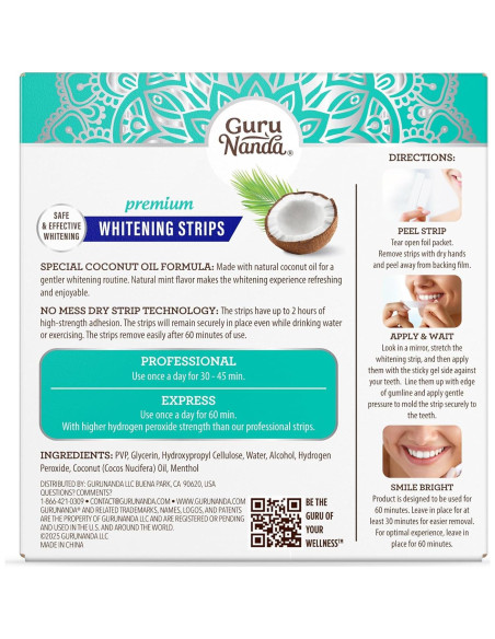 Tiras Blanqueadoras de Dientes GuruNanda - 7 Tratamientos