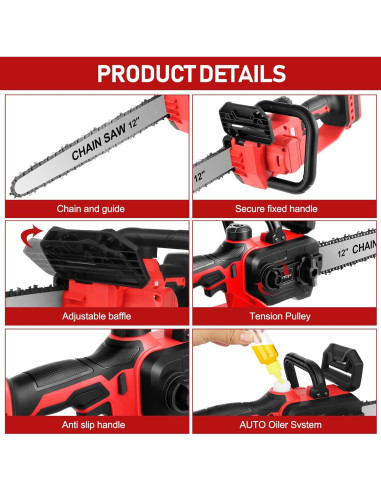 Mini Motosierra Eléctrica Birstlye 12" Inalámbrica 1000W