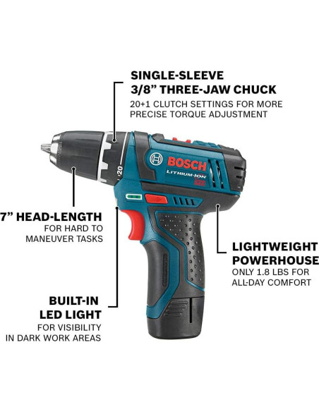 Kit Taladro Inalámbrico 12V BOSCH CLPK22-120 con 24 Piezas