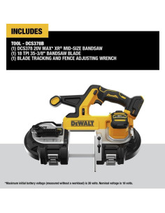 Sierra de cinta DEWALT 20V MAX XR sin cable 3-3/8" DCS378B 2