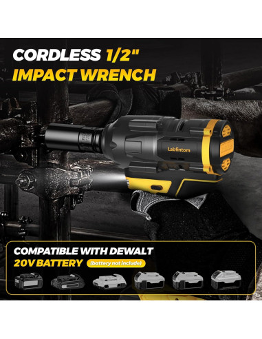 Llave de Impacto Inalámbrica Labfintom 20V 1/2" 1200N.m LED