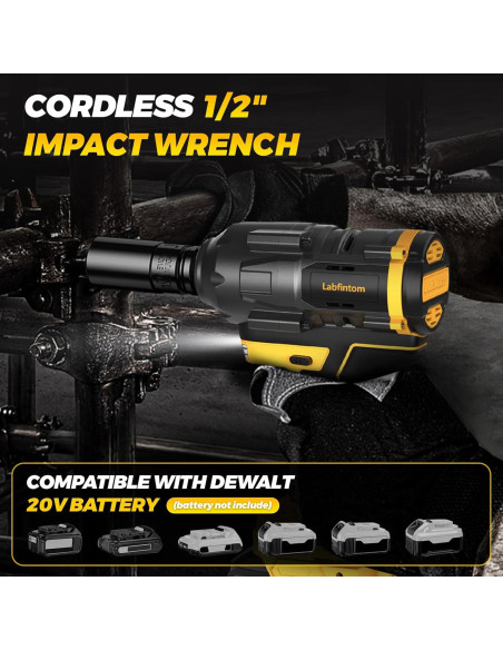 Llave de Impacto Inalámbrica Labfintom 20V 1/2" 1200N.m LED