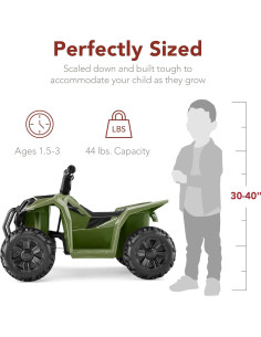Cuatrimoto ATV Montable 6V Verde Militar para Niños 1.5-3 Años 2