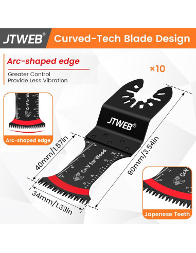 Hojas de Sierra Oscilante JTWEB 10PCS para Madera y Plástico