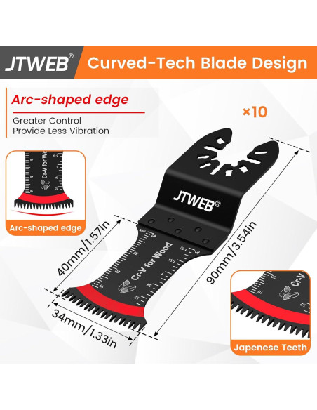 Hojas de Sierra Oscilante JTWEB 10PCS para Madera y Plástico