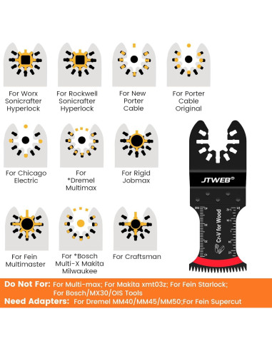 Hojas de Sierra Oscilante JTWEB 10PCS para Madera y Plástico