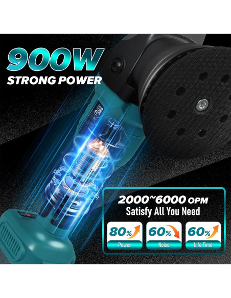 Pulidora a Batería Sin Cable Makita 18V 5" 3 Velocidades