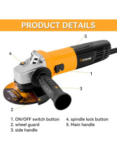 Amoladora Angular Hoteche 4.5" 710W 6A para Metal y Masonería 2