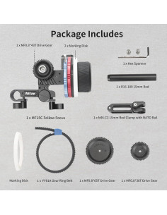 Nitze Mini Follow Focus MF15C con Varilla 15mm y Engranajes 2