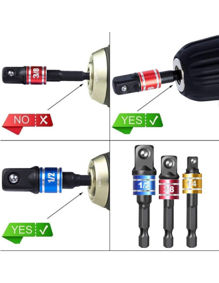 Juego de Adaptadores de Enchufe Fruholt 3 Piezas Punta Hexagonal