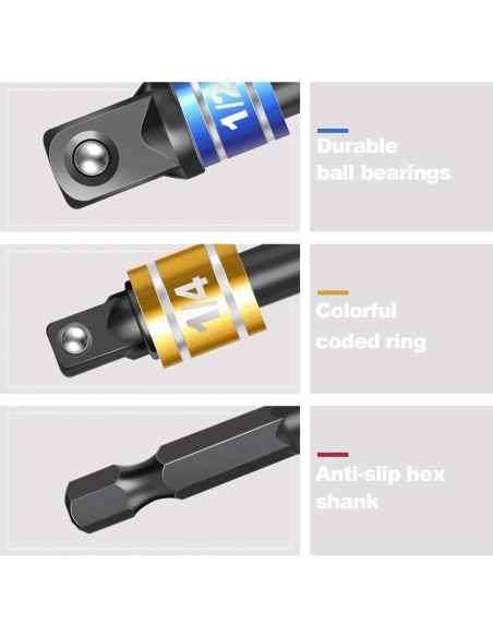 Juego de Adaptadores de Enchufe Fruholt 3 Piezas Punta Hexagonal