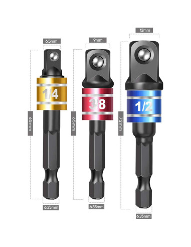 Juego de Adaptadores de Enchufe Fruholt 3 Piezas Punta Hexagonal