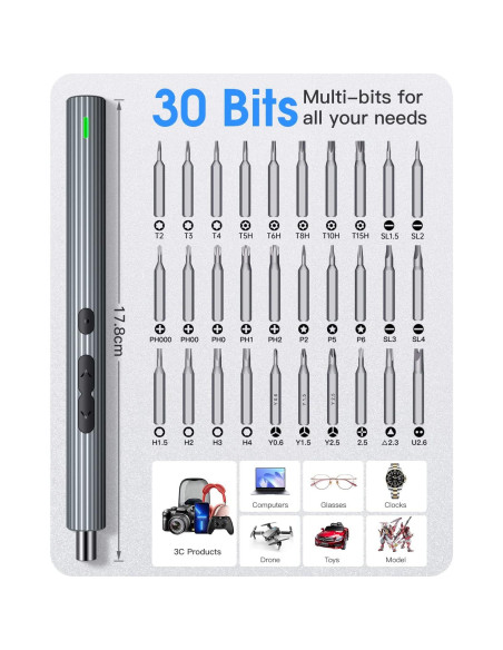 Destornillador Eléctrico Kingsdun 36 en 1 Recargable con LED