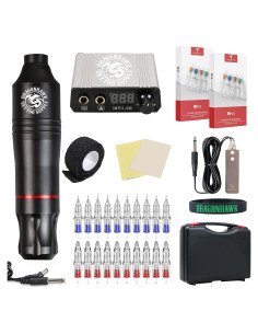 Kit de Tatuaje Profesional Dragonhawk Atom con Agujas y Fuente