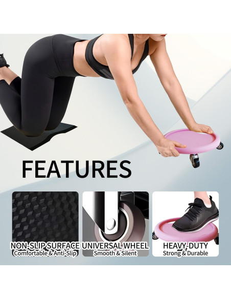 Rueda de Abdominales ZUFUMI con Almohadilla Rosa - Entrenador Núcleo