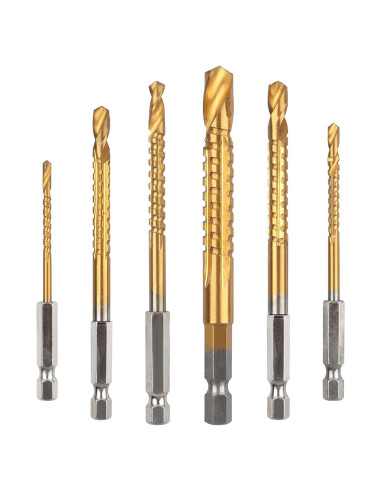 Juego de 6 brocas de acero AOKLIT 3-8mm con recubrimiento de titanio