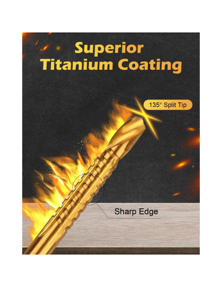 Juego de 6 brocas de acero AOKLIT 3-8mm con recubrimiento de titanio