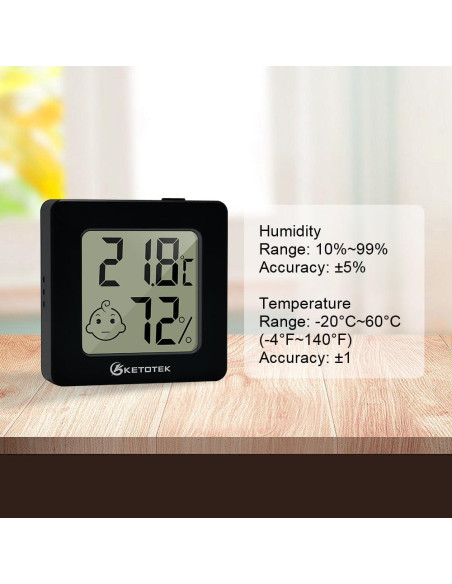 Paquete de 5 Higrómetros Digitales KETOTEK con Termómetro Interior