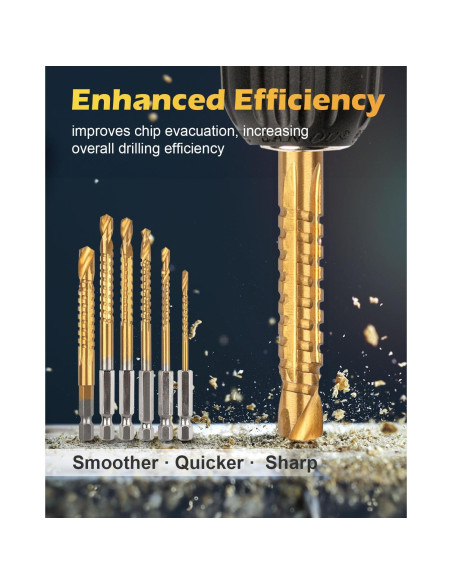 Juego de 6 brocas de acero AOKLIT 3-8mm con recubrimiento de titanio