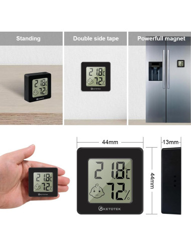 Paquete de 5 Higrómetros Digitales KETOTEK con Termómetro Interior