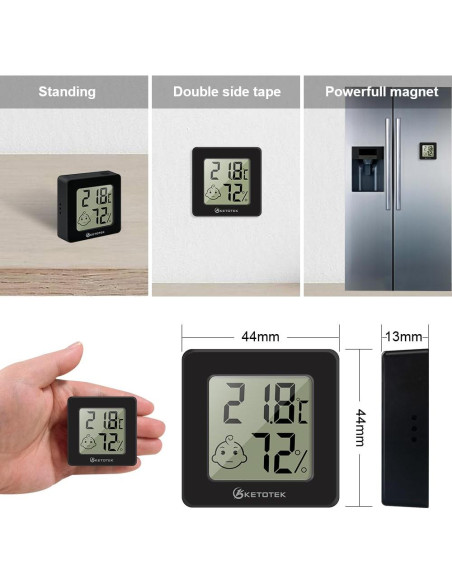 Paquete de 5 Higrómetros Digitales KETOTEK con Termómetro Interior