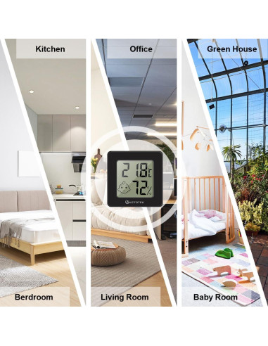 Paquete de 5 Higrómetros Digitales KETOTEK con Termómetro Interior