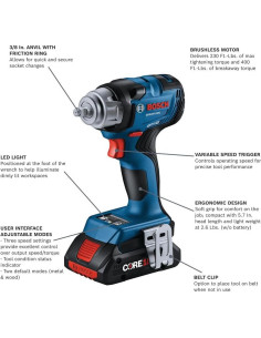Llave de Impacto Bosch GDS18V-230CB24 18V 3/8" con 2 Baterías 2