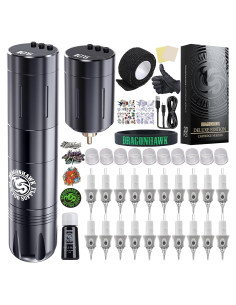 Kit de Tatuaje Inalámbrico Dragonhawk Pro con 2 Baterías y 20 Agujas