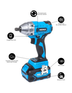 Llave de impacto inalámbrica NEIKO 10883A 20V 1/2" sin escobillas 2
