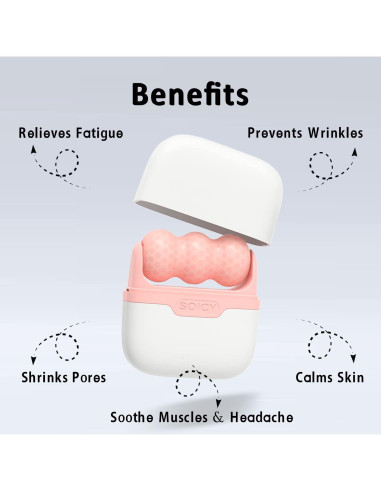 Rodillo de Hielo Facial Leeshine 2 en 1 Rosa - Cuidado de Piel