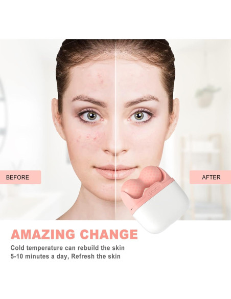 Rodillo de Hielo Facial Leeshine 2 en 1 Rosa - Cuidado de Piel