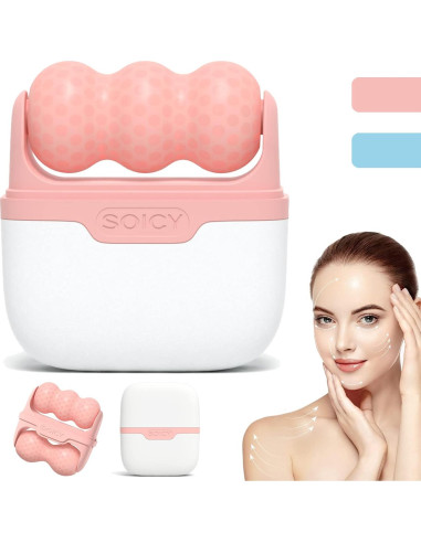 Rodillo de Hielo Facial Leeshine 2 en 1 Rosa - Cuidado de Piel