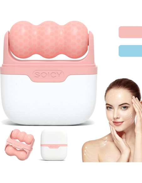 Rodillo de Hielo Facial Leeshine 2 en 1 Rosa - Cuidado de Piel