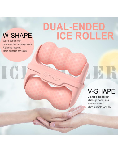 Rodillo de Hielo Facial Leeshine 2 en 1 Rosa - Cuidado de Piel
